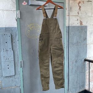 REI trailsmith overalls in olive green